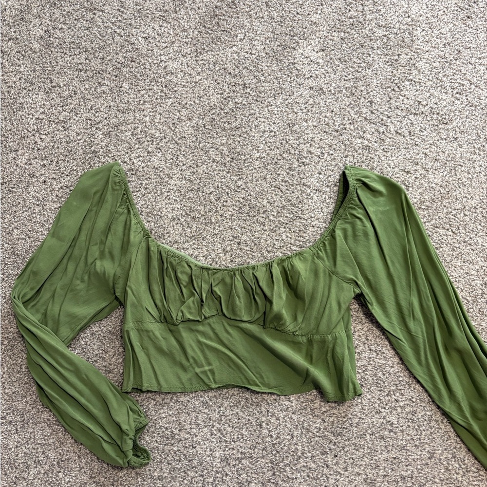 Pacsun Green Women's Long Sleeve Cropped Top